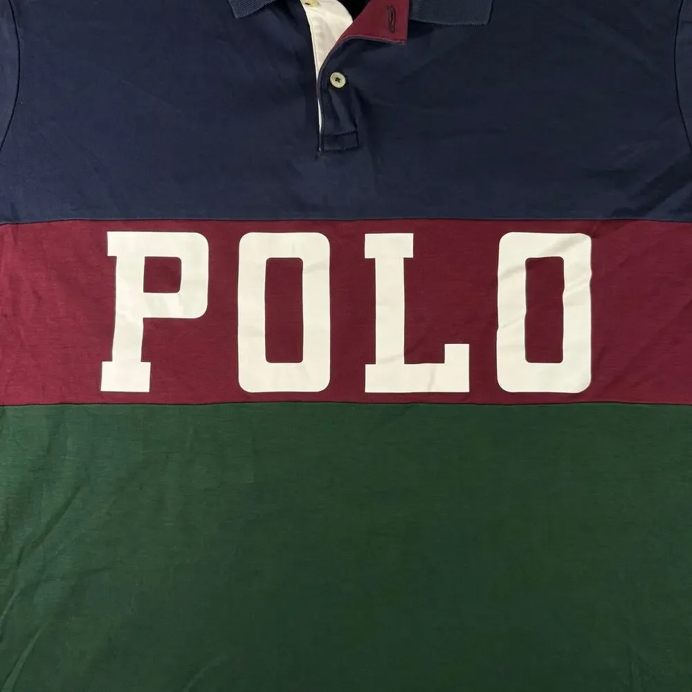 Polo Ralph Lauren XL Classic Fit Big Logo Spellout Polo Shirt Colorblock